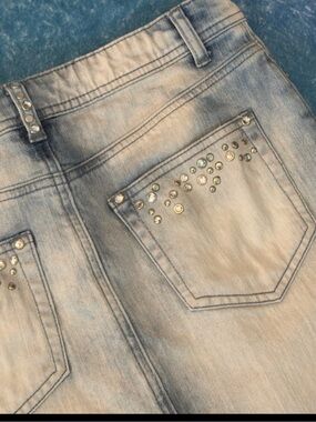 Caché studded y2k vintage bling mini jean skirt